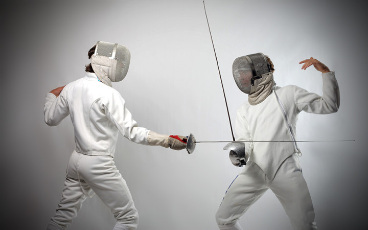 fencing sword in action